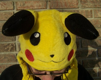 Pikachu Hat with hand pockets--Minky Pikachu Hat--Embroidered Pokemon Hat