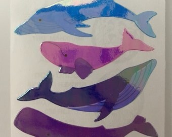 2 Squares Vintage Rare Sandylion Pearl Whale Stickers