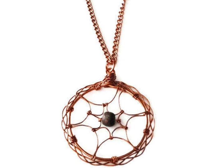 Copper Dream Catcher Necklace, Copper and Pukalet Pendant, Dreamcatcher Jewelry, Dream Catcher Pendant, Unique Birthday Gift