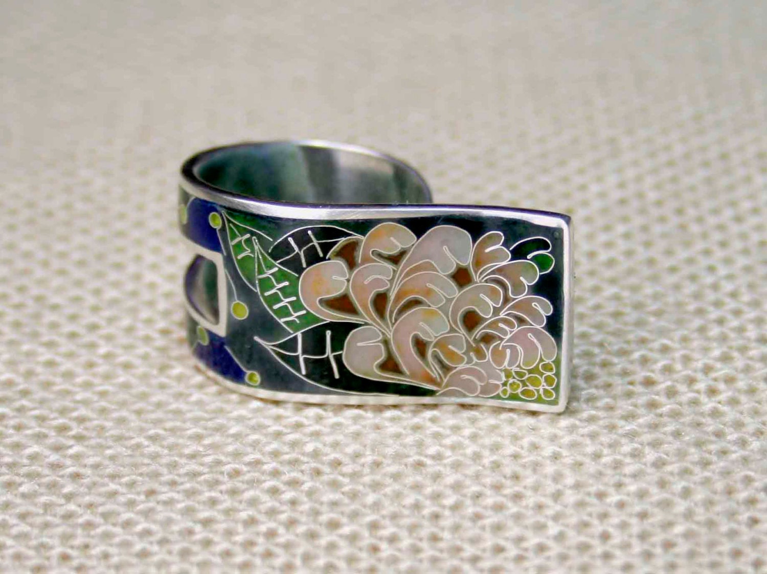 Cloisonne enamel ring Hot enamel ring Minankari ring Gift