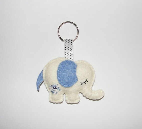 Lovely Wool Felt Elephant Keychain White Elephant Keyring