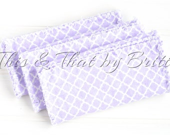 Baby Flannel Burp Cloth // Ragged Edge Burp Cloth // Set of 3 // Purple Lattice Quatrefoil