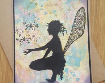 Handmade Fairy Card- fairie card, magical card, fae card, thank you card, blank card, birthday card