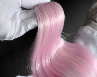 pink pastel Suri Baby Alpaca hair for dolls. Fiber for Bjd doll, Blythe wig, for reroot scalp, ready for use washed, combed, minifee