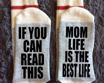 Mom Life is the Best Life - I love my mom - Raising girls loving life - Mom Needs a Hug - Socks - Wine Socks - Gifts for Mom - Novelty Socks