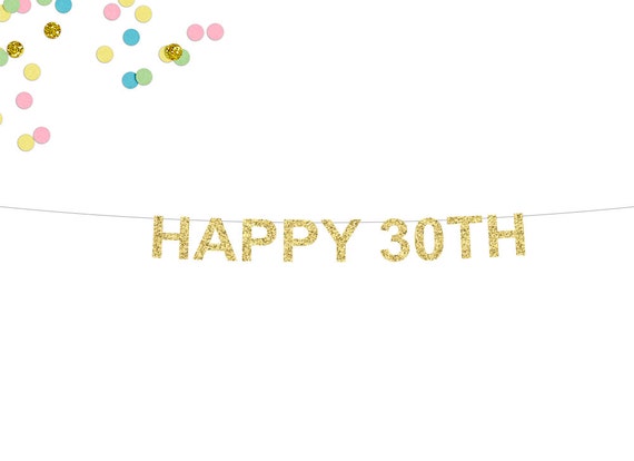 Happy 30th Glitter Banner 30th Birthday Banner Birthday