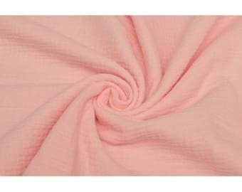 Cotton Double Gauze Fabric - Solid in Peach Rose - Swaddle Muslin Fabric - UK Seller