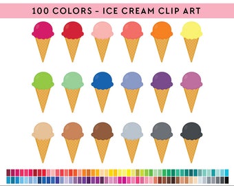 100 Ice Cream Clipart, Commercial use, PNG, Digital clip art, Digital images, Rainbow digital scrapbooking clip art, Ice cream clip art
