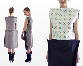 Avant garde designer dress / Midi dress / Dress like art / Unique dress / and gift for you )