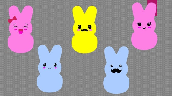 Download Easter SVG Bunny Peeps SVG Kawaii Faces SVG Cricut Silhouette