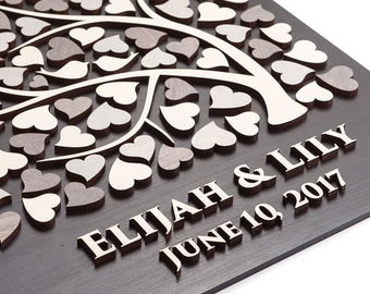Custom Wedding guestbook alternative 3D Wedding guest book Personalized Rustic Wedding guestbook Hearts wedding guest book GRAY WEDDING