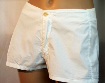 Vintage White Short, Summer White Short, Casual White Short, Size XS/S, Pantaloncino Donna Cotone Bianco Boho Chic Taglia S