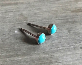Tiny Turquoise Stud Earrings // Sterling Silver Studs // 3mm 4mm 5mm 6mm // sun and moonstone jewelry
