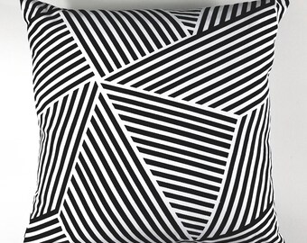 Black & White Angles Pillow Cover, Throw Pillow Cover, Accent Pillow Cover,