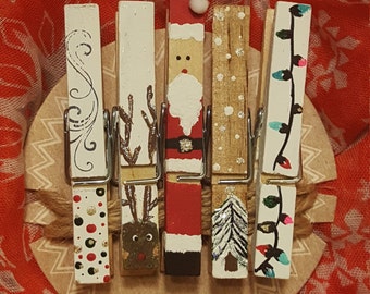 Santa clothespins | Etsy