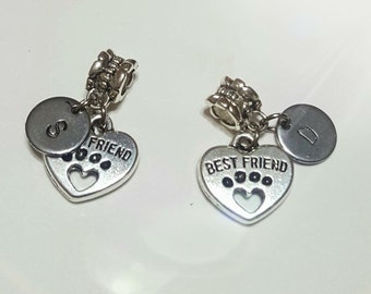 Best Friend Pet & Initial Spacer/European Bead for Snake Bracelets, (1pc). Fits all Designer and European Charm Bracelets