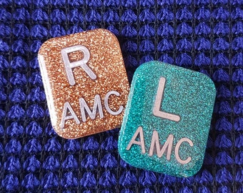 Rectangle Glitter Xray Markers. 2-3 initials. One Set