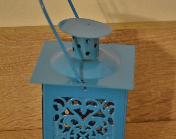 10%OFF Small vintage blue Moroccan metallic lantern / lanterns