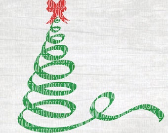 Christmas Tree Svg Cut File - Ribbon Christmas Tree Svg Cut File - Swirly Christmas Tree Cut File - Dxf - Png - Png - Santa Svg - Christmas