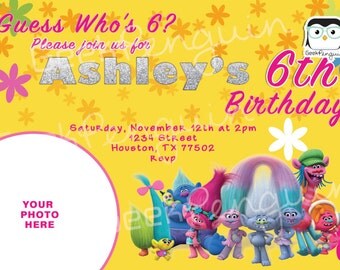 Trolls Birthday Invitation, Trolls Invitation, Trolls Birthday Party, Trolls Party Invitation, Trolls Poppy party