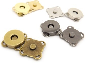20 sets Floral Magnetic Button | 15mm Plated Metal Magnetic Snaps Closures with 4-loops - Gloden / Sliver / Antique Brass /Gunmetal *H01232*