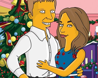 Simpsons portrait, Custom YELLOW Character Portrait from your Photo, family portrait, portrait from photo, simpsons art, cartoon portrait