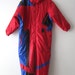Vintage Kids Shiny Colorblock Snowsuit Children's Ski Suit Red Blue One Piece Ski Suit Hipster Winter Activewear Suit Skiing Suit Size 140