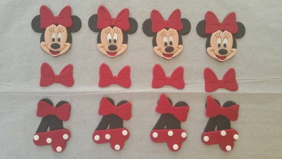 12 Minnie Mouse Edible Fondant Decorations For Cakes Cupcakes