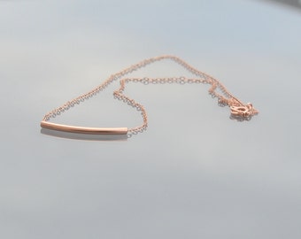 ZOUX090 very fine minimalist necklace chain, rose rounded tube - 925 Sterling Silver Pendant