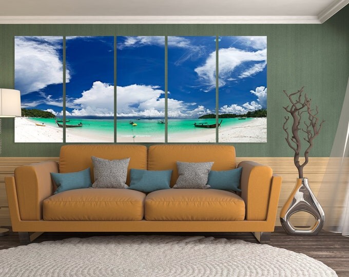 Large panoramic beach sky wall art, beach art print, seascape wall art, nautical canvas print, coastal decor art for home decor