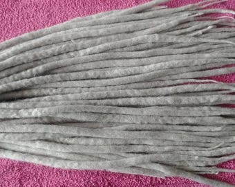 Complete set handmade double ended grey wool dreads | 30 double ended dreads | Grey dreads | Granny hair | Boho dreads | Festival hair |