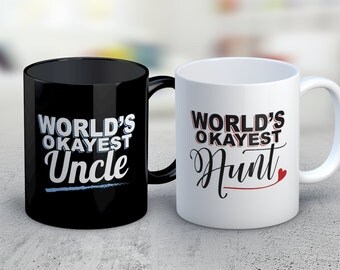 Aunt Mug - Uncle Mug - Aunt and Uncle Mugs Set - Future Aunt Mug - New Uncle Mug - Gift for Aunt and Uncle - World's Okayest Aunt & Uncle