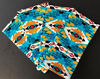Cloth Napkins - Aztec Print - set of 4 - Handmade Cloth Dinner Napkins