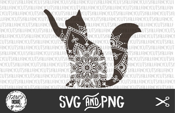 Cat Mandala SVG-PNG Instant Download by FancyCutsYall on Etsy