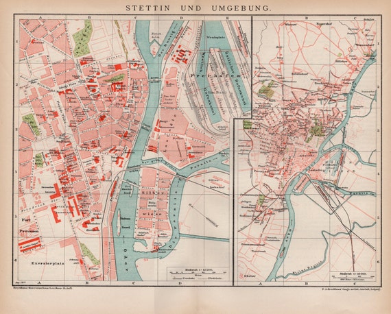 Antique Map of Stettin Poland Antique Map of Stettin/from