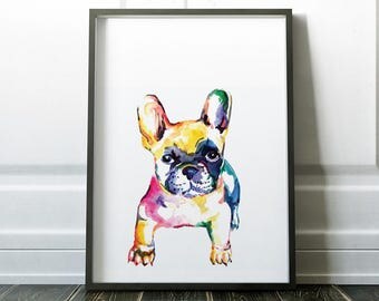Dog Print, Wall Art Prints, Minimalist Dog Print, French Bulldog Print, Modern Art, Wall Prints, Minimalist Dog Art, Watercolour Dog Print