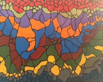 Oil Painting On Canvas A different Rainbow By Miri Baruch, Size: 27.5" x 39.4" (70 cm x 100 cm)