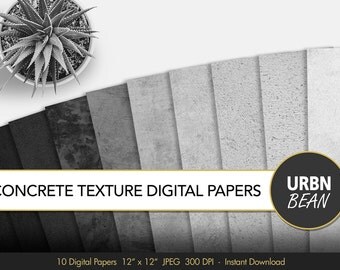 Concrete Digital Paper. Black and White, Concrete Wallpaper Background, Digital Concrete. Concrete Texture. Printable. Cement. Modern Paper