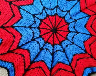 Spider-Man crochet baby blanket, spiderman baby, red, blue, black, spider