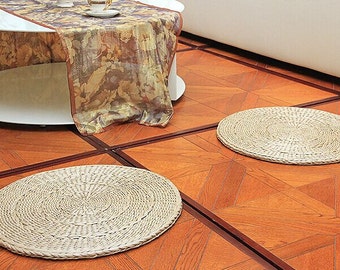 natural floor cushion/banana leaf cushion/floor pouf/pouf ottoman/yoga/meditation cushion/grass cushion/natural/gift for mom/country decor/