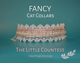Pearl Cat Collar 'The Little Countess' - Satin Cat Collar with Rhinestones, Faux Pearls and Lace