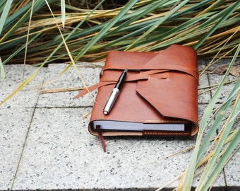 Leather Book Cover, Leather Journal Cover, Handmade Leather Cover, Refillable Book Cover