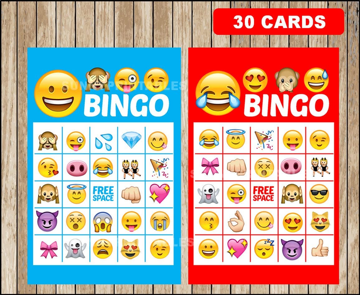 Printable 30 Emoji Bingo Cards printable Emojis Bingo game