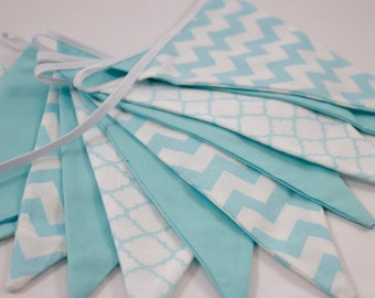 9'2" (2.8m) Fabric Bunting, Blue and White Bunting, Flag Banner