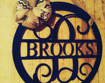 Monogram Door Hanger, Front Door Wreath, Metal Monogram, Home Decor, Metal Sign, Wall Hanging, Gifts for her, Family Name, Last Name Sign