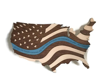 Thin Blue Line Flag - Police Officer Gift - Police Gift - US Flag Wall Art - Patriotic Decor - Thin Blue Line Wall Art - Thin Blue Line