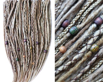 10-70 DE SYNTHETIC DREADLOCKS - Peace'n'Love / • custom • crocheted • blond • hippie • natural look • dreads • extensions • / dread-store