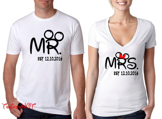 Disney Couple shirts with date Diseny Mr and Mrs Shirt