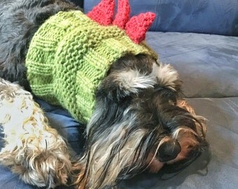 Knitted dog beanie | dinosaur dog hat | knitted dog snood | knitted pet ear warmer | dog costume