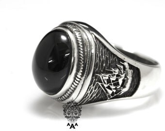 Pirates of the Caribbean ring,The Black Pearl Onyx Ring,Onyx silver Ring,Sterling Silver 925 Black oxidize.